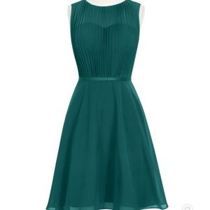 Knee-length teal bridesmaid dress